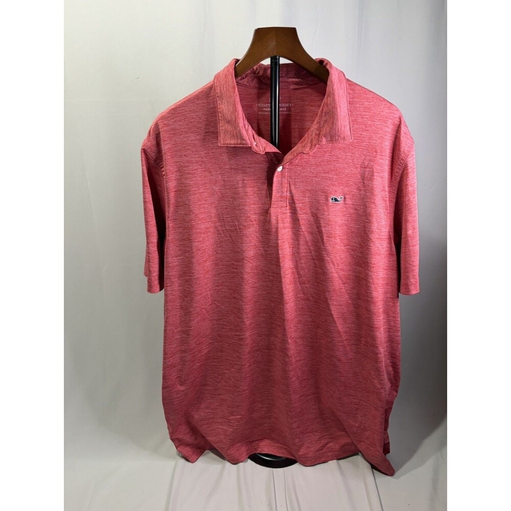 Vineyard Vines Shirt Mens XL Coral Striped Sankaty On-The-Go Polo Performance